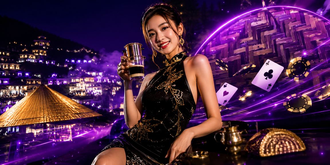 Người chơi tại Sa Pa tham gia ván bài trực tuyến bên chiếc nón lá truyền thống đặc trưng vùng cao